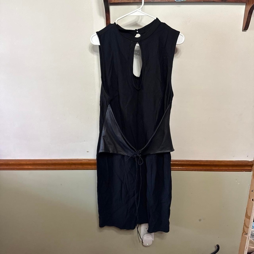 Curvy Sense Mini Dress Womens 3X Black Excel Faux Leather Corset Lace Up Edgy